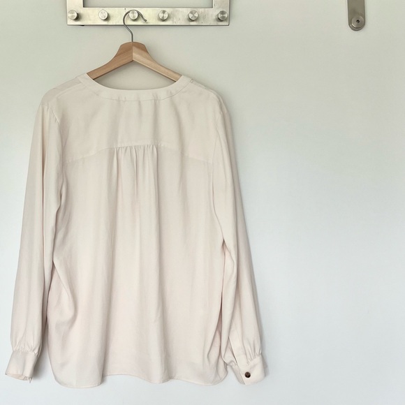 LOFT Crepe Utility Blouse - Cream, Size L - Picture 2 of 6